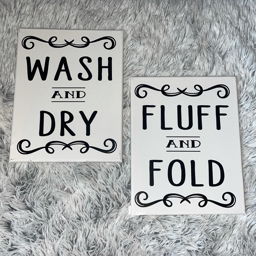 Laundry canvas signs - Wash and Dry Fluff and Fold